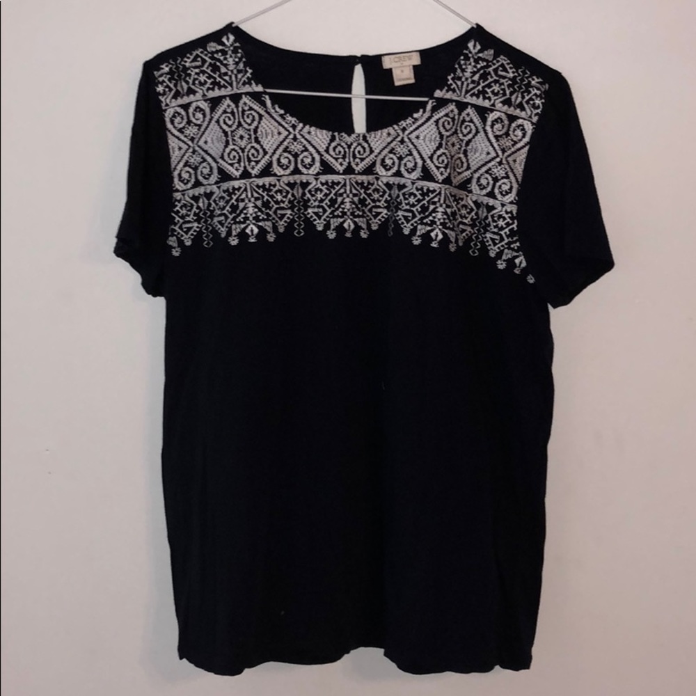 J.Crew Embroidered Navy Blue Blouse